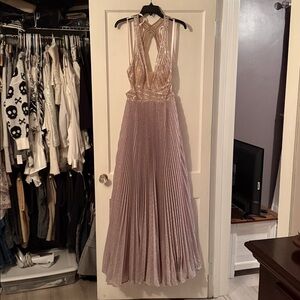 Fun Sparkly Pink Pleated Gown